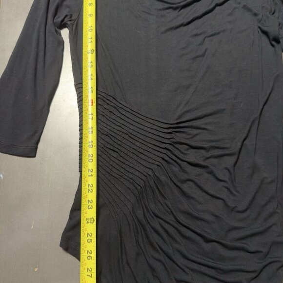 Design History Black Ruched Lightweight Long Tunic Pleated Stretch 3/4 Sleeve XL - Picture 7 of 10
